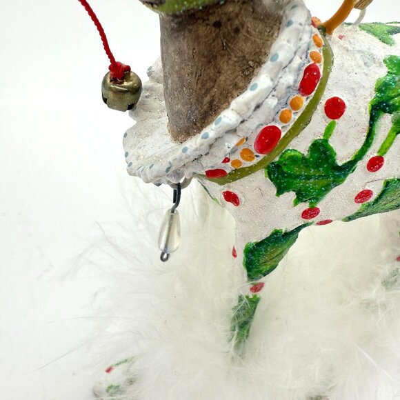 Vtg Patience Brewster Dash Away Vixen Reindeer Ornament w/ Box Feather Trim 7 in - Picture 11 of 15